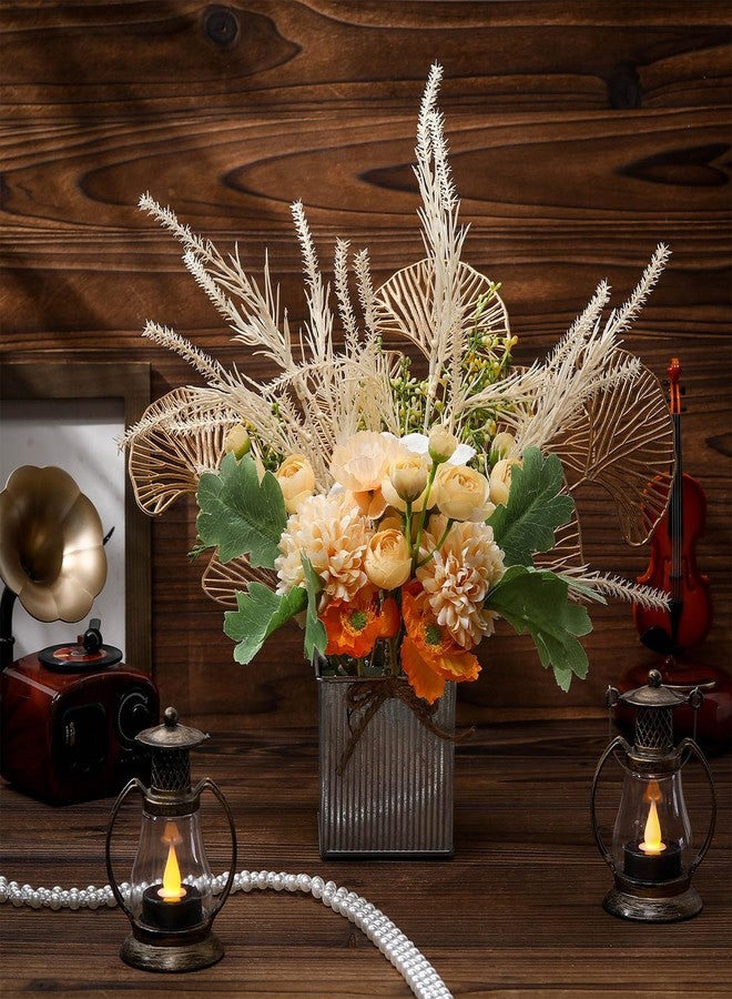 Ninehaoou 12 Set Galvanized Metal Vases for Flowers 3.5 x 3.7 Inch Farmhouse Square Mini Tin Bucket with Removable Flower Mud Liners & Twine Bow Vintage Rustic Decor for Wedding Table Centerpiece - Image 5